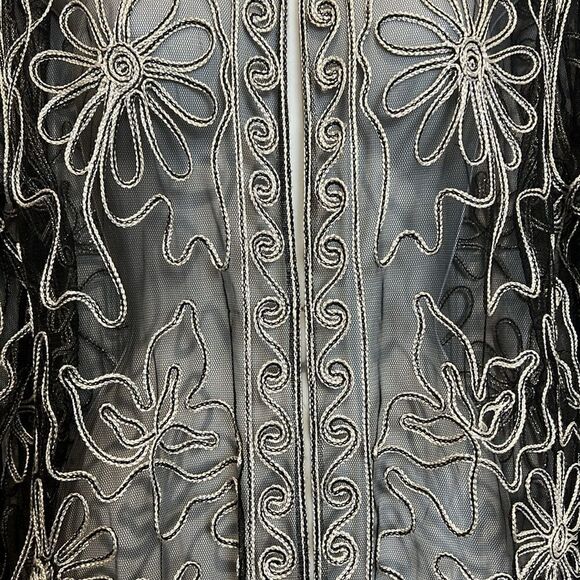 Valenti Black Sheer Embroidered Long Sleeve Cardigan Top Jacket Size S - Picture 6 of 17